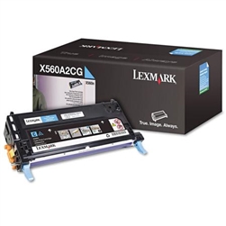 Lexmark X560A2CG OEM Cyan Toner Cartridge; 4,000 Pgs