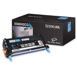 Lexmark X560H2CG OEM Cyan High Yield Toner Cartridge; 10,000 Pgs